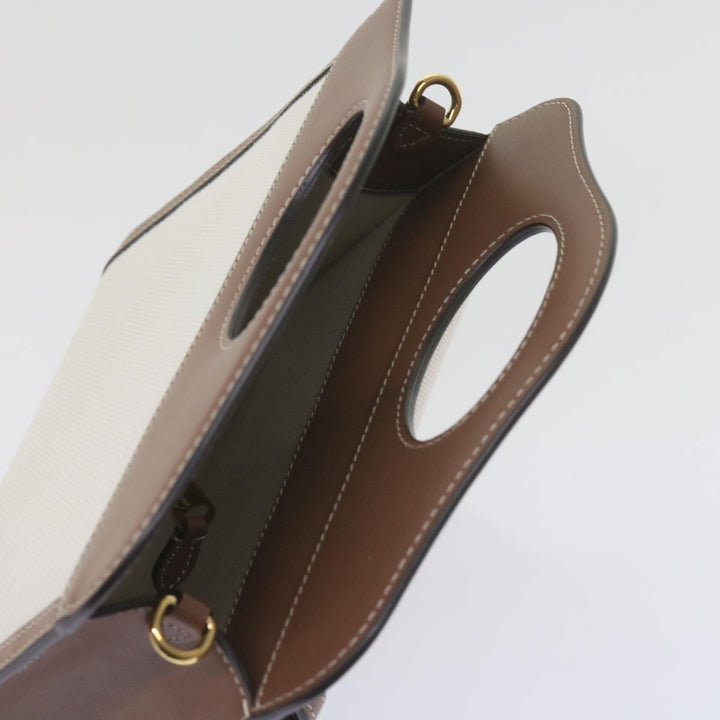 BURBERRY Mini Pocket Bag Hand Bag Canvas Leather Brown 8039361 Auth 60007a