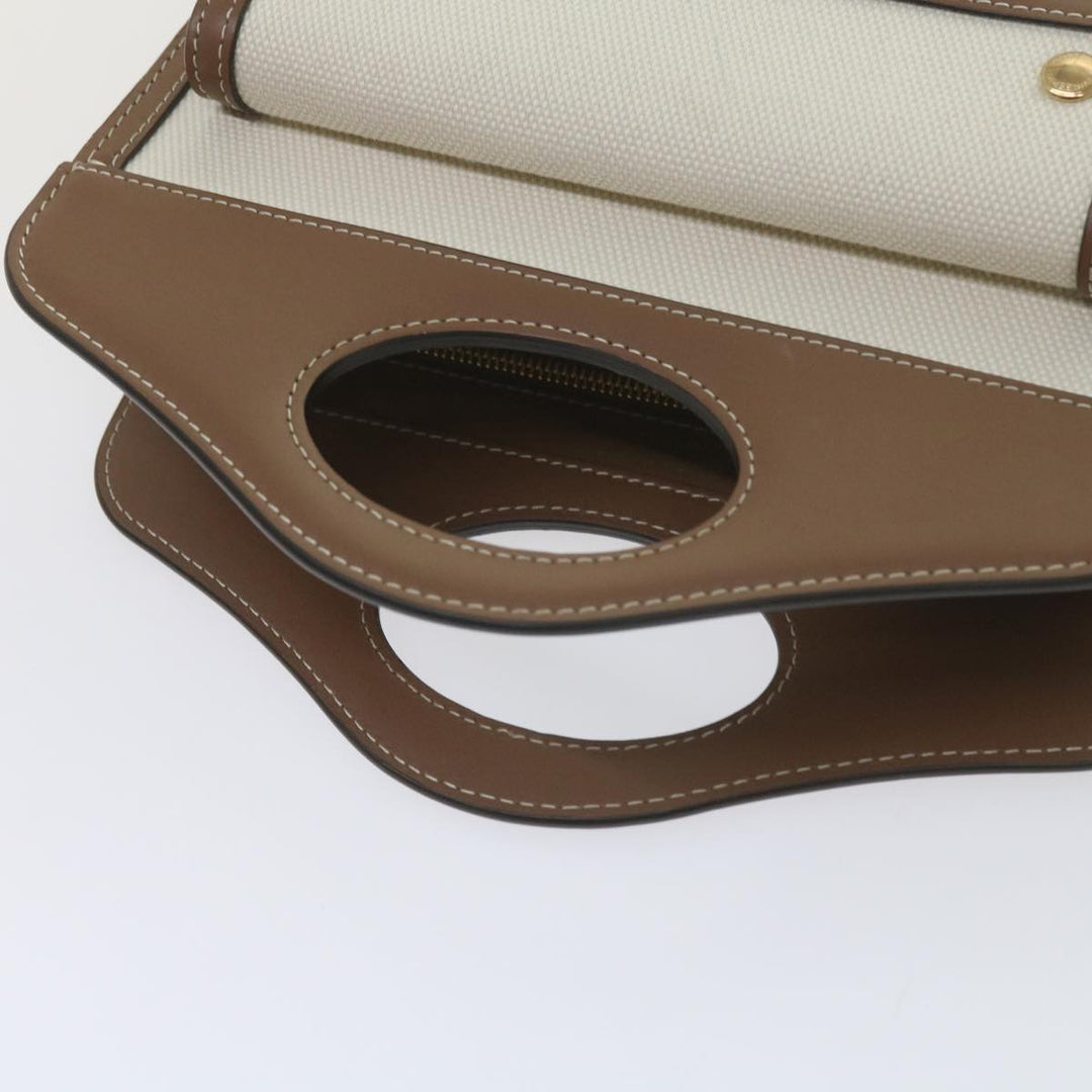 BURBERRY Mini Pocket Bag Hand Bag Canvas Leather Brown 8039361 Auth 60007a