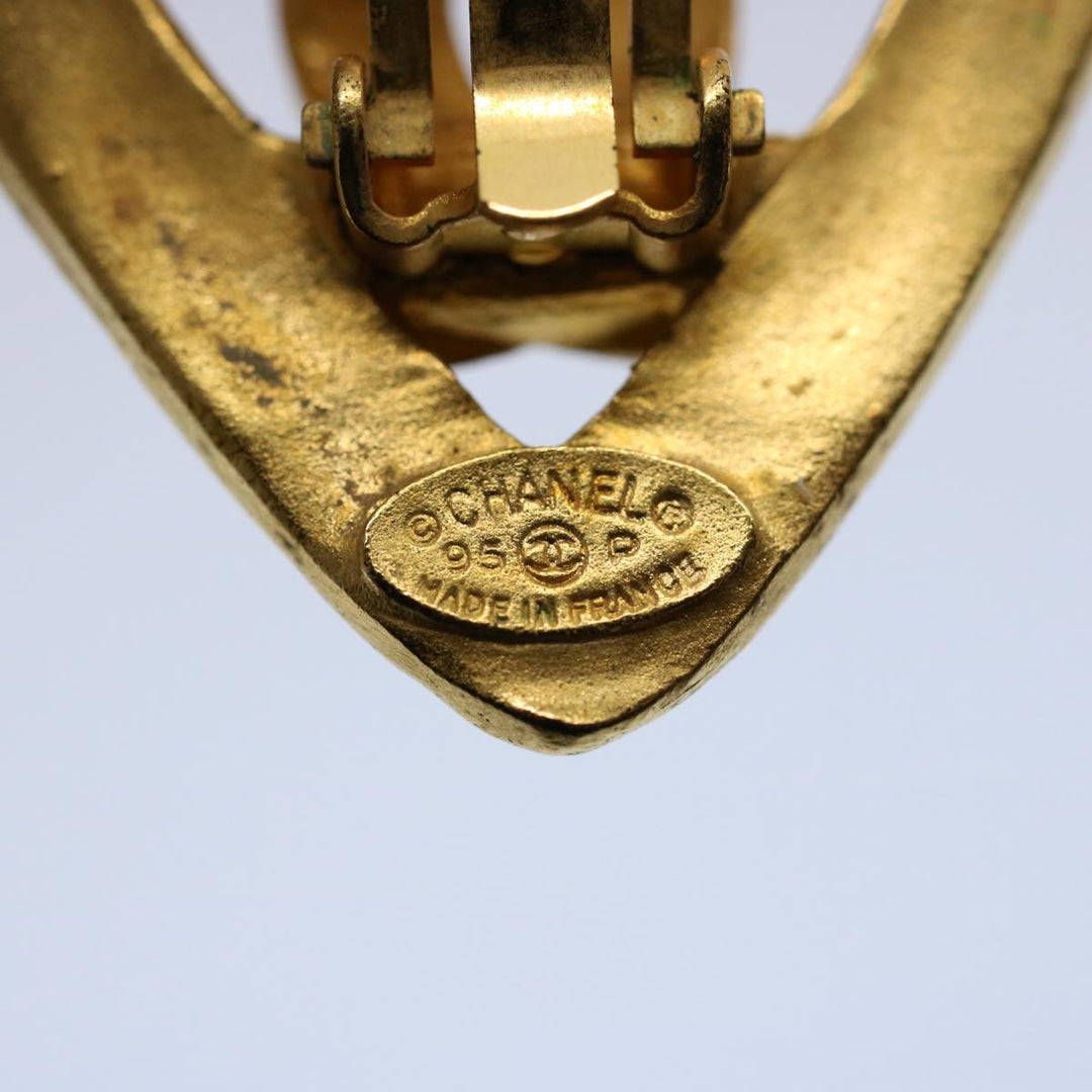 Top Quality Chanel heart Earring Gold Tone CC Auth 60077A