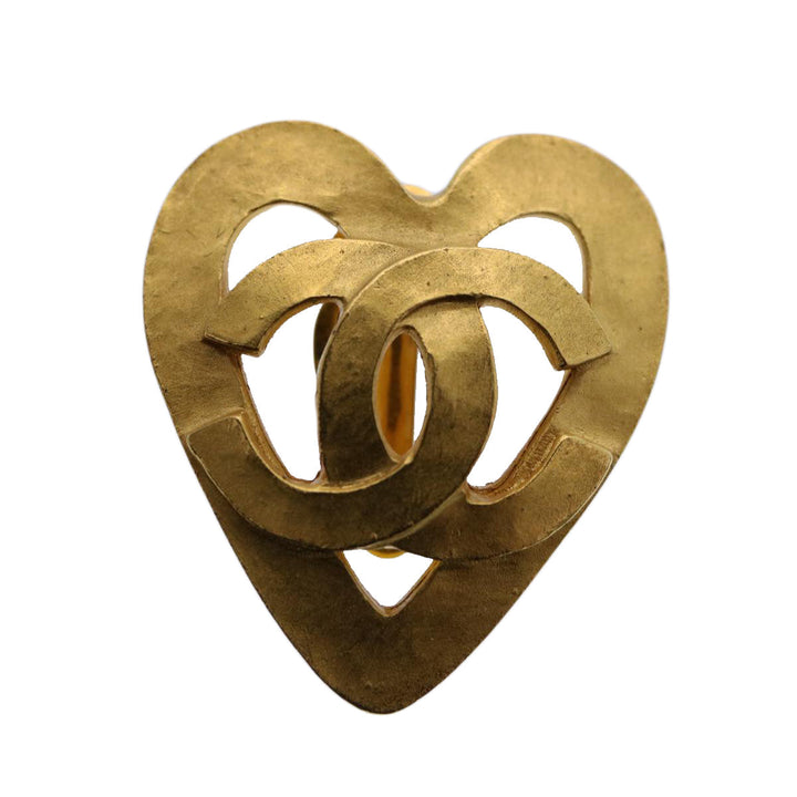 Top Quality Chanel heart Earring Gold Tone CC Auth 60077A
