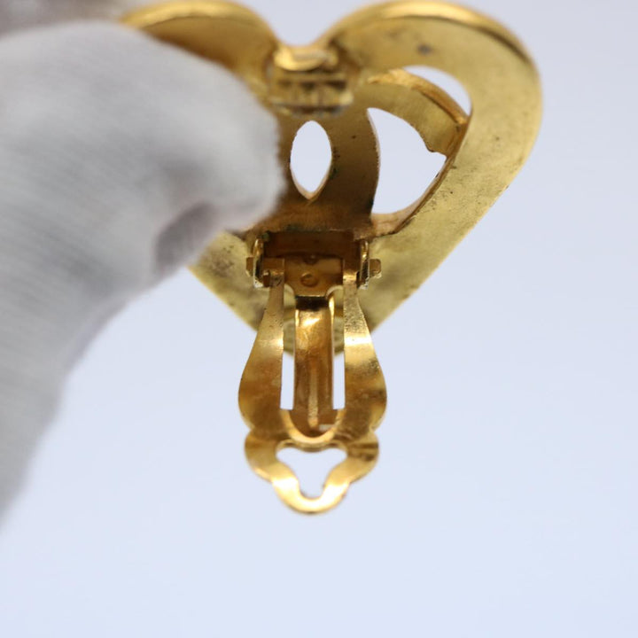 Top Quality Chanel heart Earring Gold Tone CC Auth 60077A
