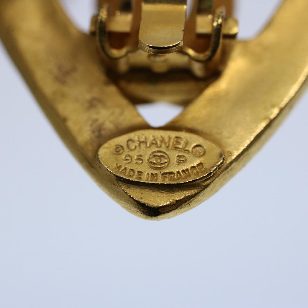 Top Quality Chanel heart Earring Gold Tone CC Auth 60077A