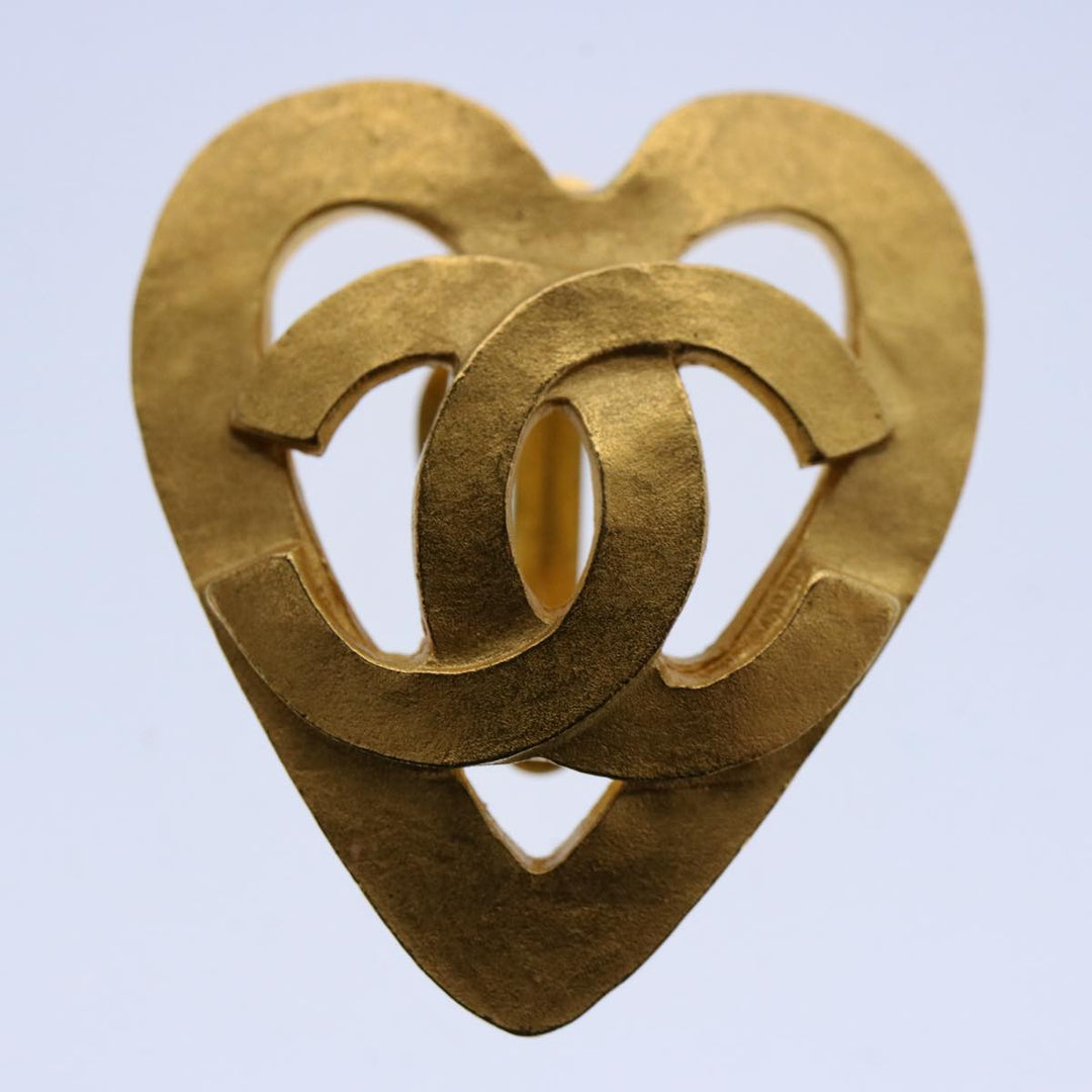 Top Quality Chanel heart Earring Gold Tone CC Auth 60077A