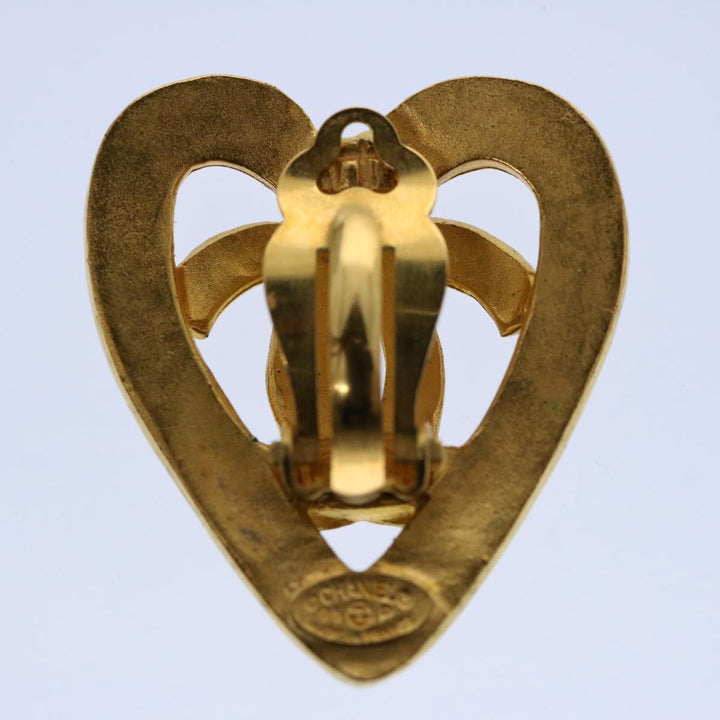 Top Quality Chanel heart Earring Gold Tone CC Auth 60077A