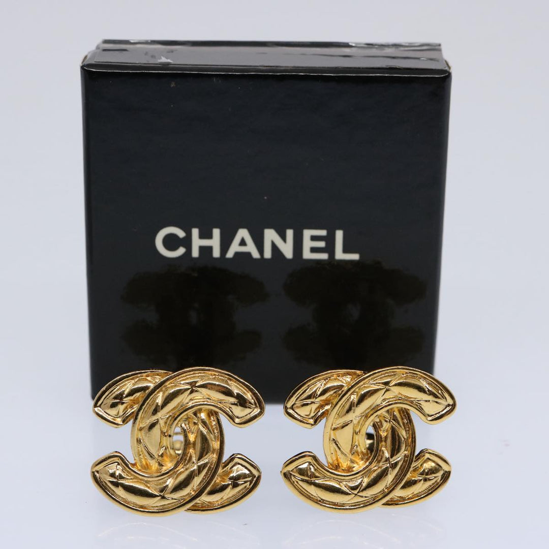 Top Quality Chanel COCO Mark Earring Gold Tone CC Auth 60078A