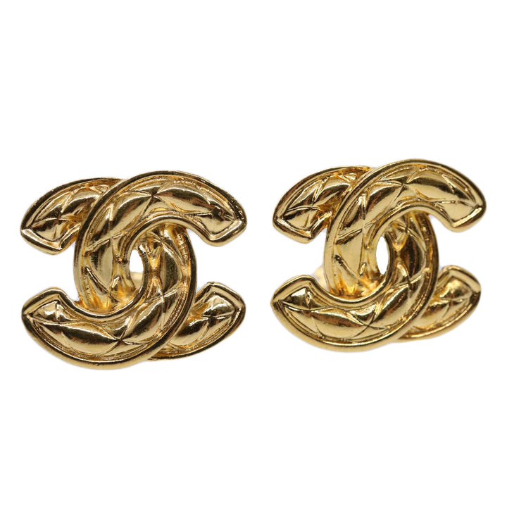 Top Quality Chanel COCO Mark Earring Gold Tone CC Auth 60078A
