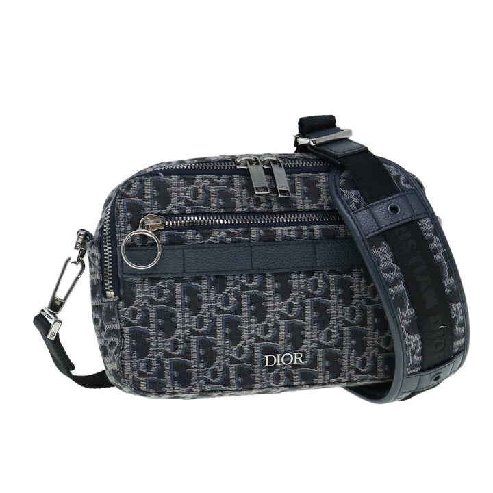 CHRISTIAN Top quality Dior Trotter Canvas Shoulder Bag Navy Auth 60082A