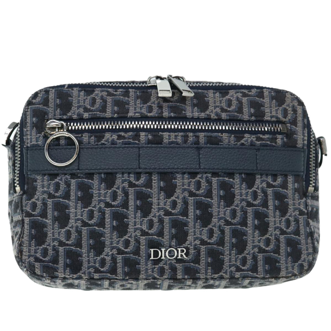 CHRISTIAN Top quality Dior Trotter Canvas Shoulder Bag Navy Auth 60082A