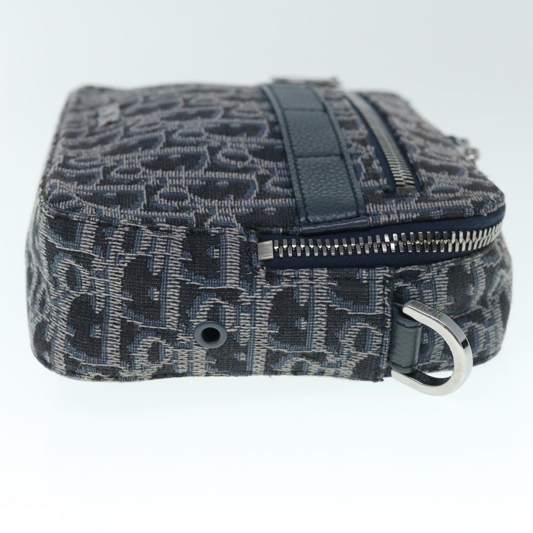 CHRISTIAN Top quality Dior Trotter Canvas Shoulder Bag Navy Auth 60082A