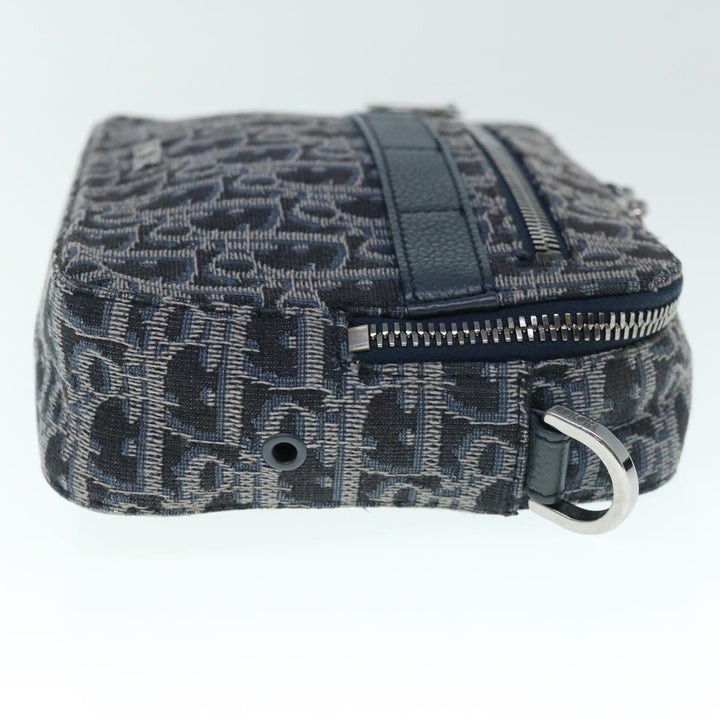 CHRISTIAN Top quality Dior Trotter Canvas Shoulder Bag Navy Auth 60082A