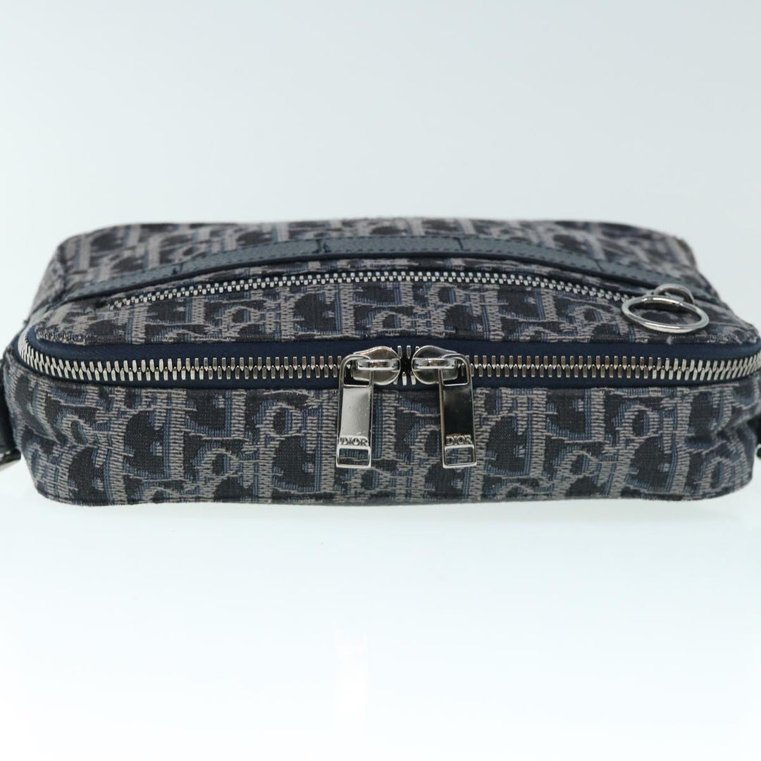 CHRISTIAN Top quality Dior Trotter Canvas Shoulder Bag Navy Auth 60082A