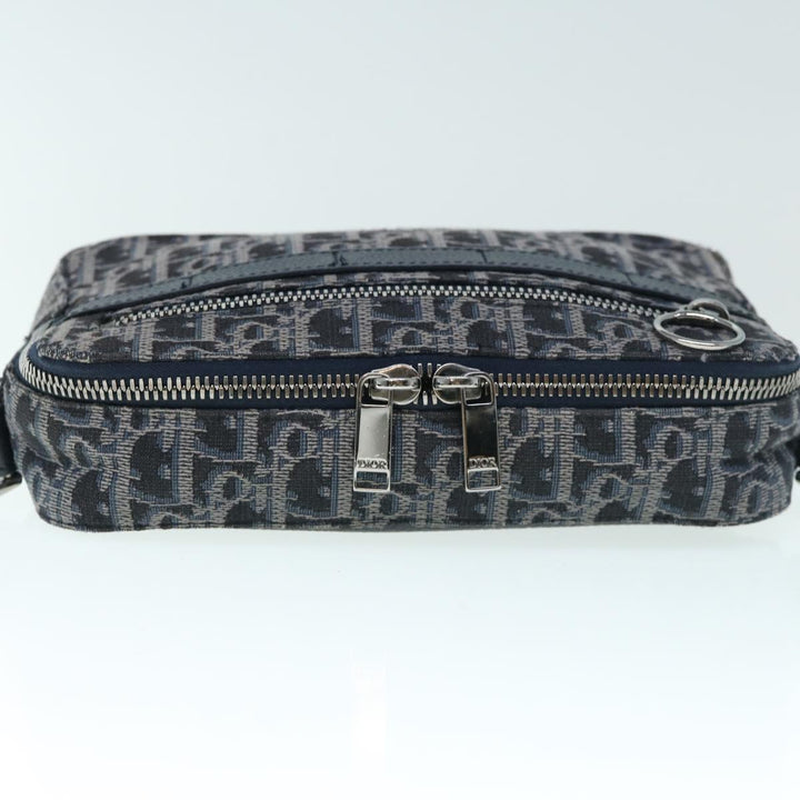 CHRISTIAN Top quality Dior Trotter Canvas Shoulder Bag Navy Auth 60082A