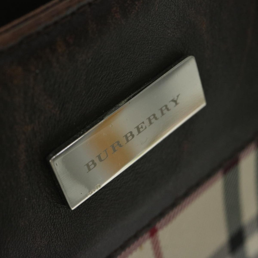 Burberry Nova Check Shoulder Bag Nylon Canvas Beige Auth 60156