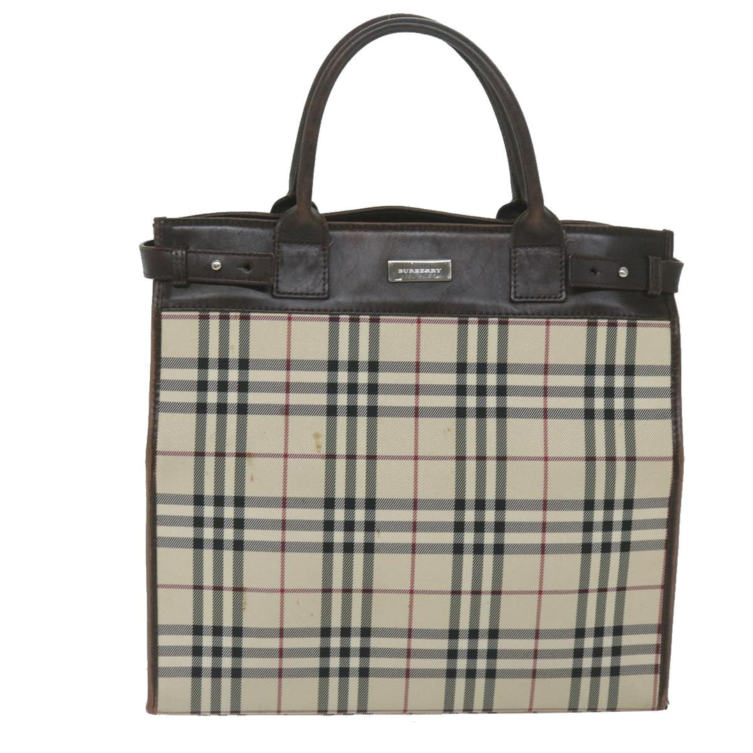 Burberry Nova Check Shoulder Bag Nylon Canvas Beige Auth 60156