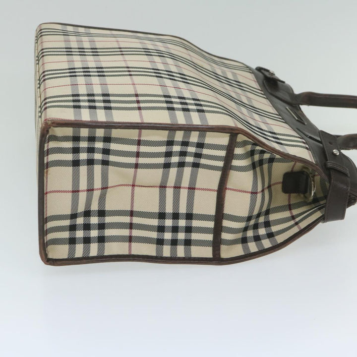 Burberry Nova Check Shoulder Bag Nylon Canvas Beige Auth 60156