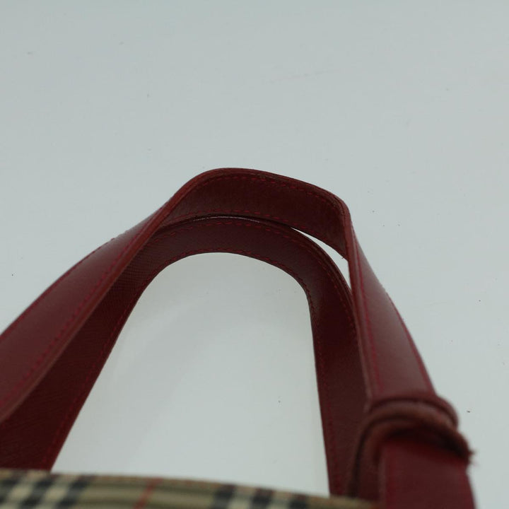 Burberry Nova Check Hand Bag Canvas Beige Red Auth 60179