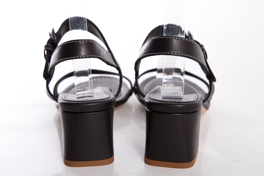 Marion Parke Black Leather Sandals SZ 39