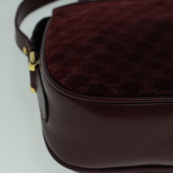 Celine Macadam Canvas Shoulder Bag Suede Bordeaux  60346
