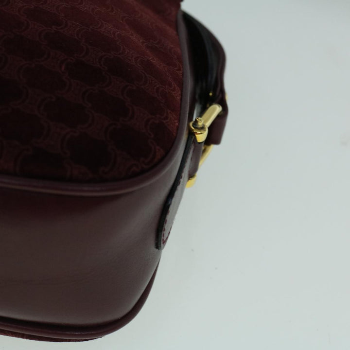 Celine Macadam Canvas Shoulder Bag Suede Bordeaux  60346