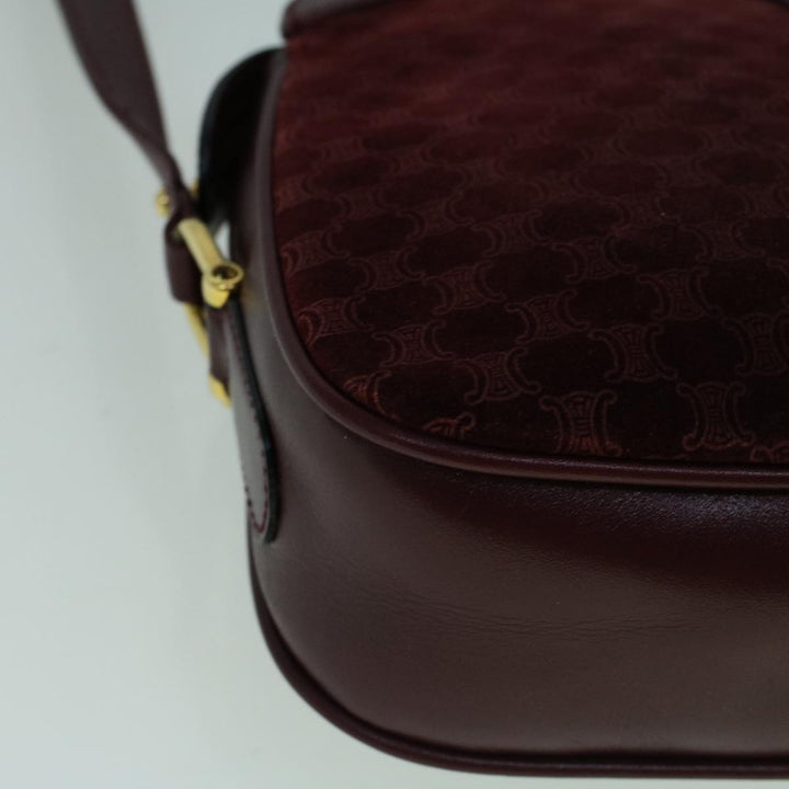 Celine Macadam Canvas Shoulder Bag Suede Bordeaux  60346