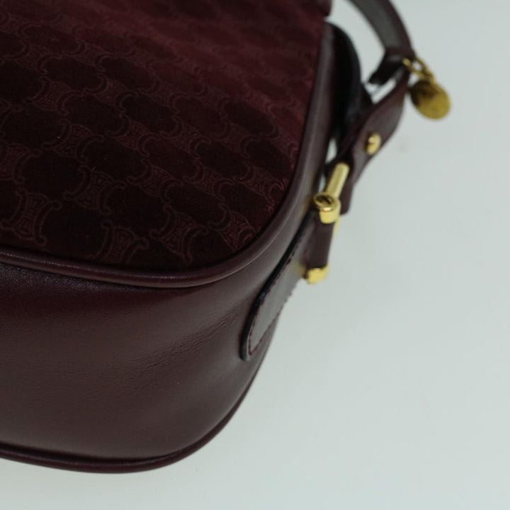 Celine Macadam Canvas Shoulder Bag Suede Bordeaux  60346
