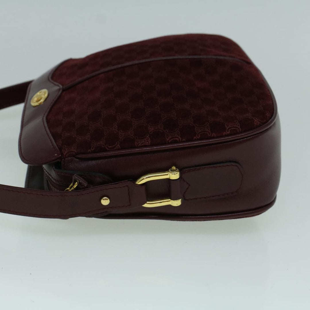 Celine Macadam Canvas Shoulder Bag Suede Bordeaux  60346