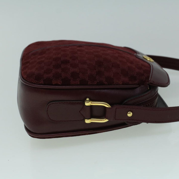 Celine Macadam Canvas Shoulder Bag Suede Bordeaux  60346