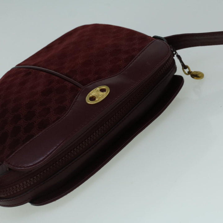 Celine Macadam Canvas Shoulder Bag Suede Bordeaux  60346