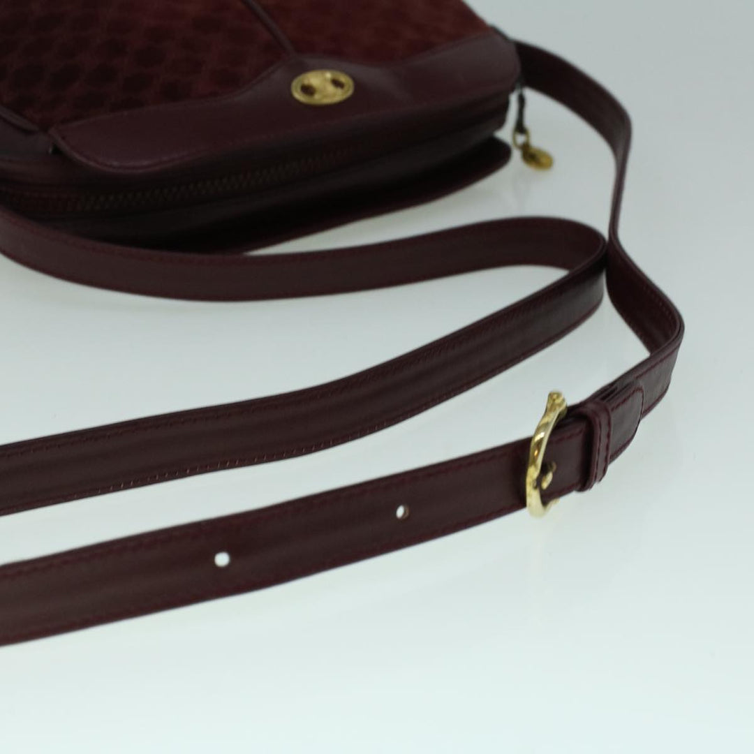 Celine Macadam Canvas Shoulder Bag Suede Bordeaux  60346