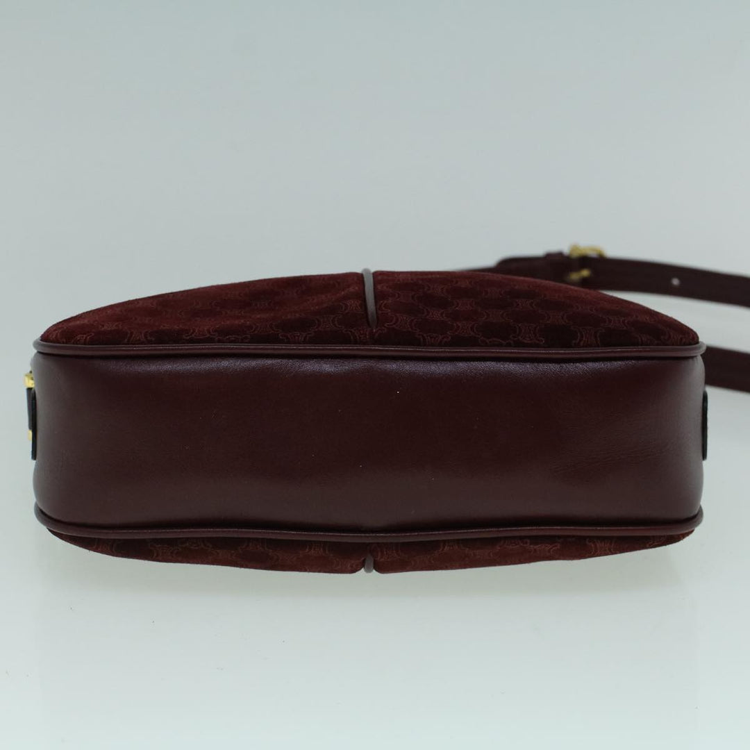 Celine Macadam Canvas Shoulder Bag Suede Bordeaux  60346