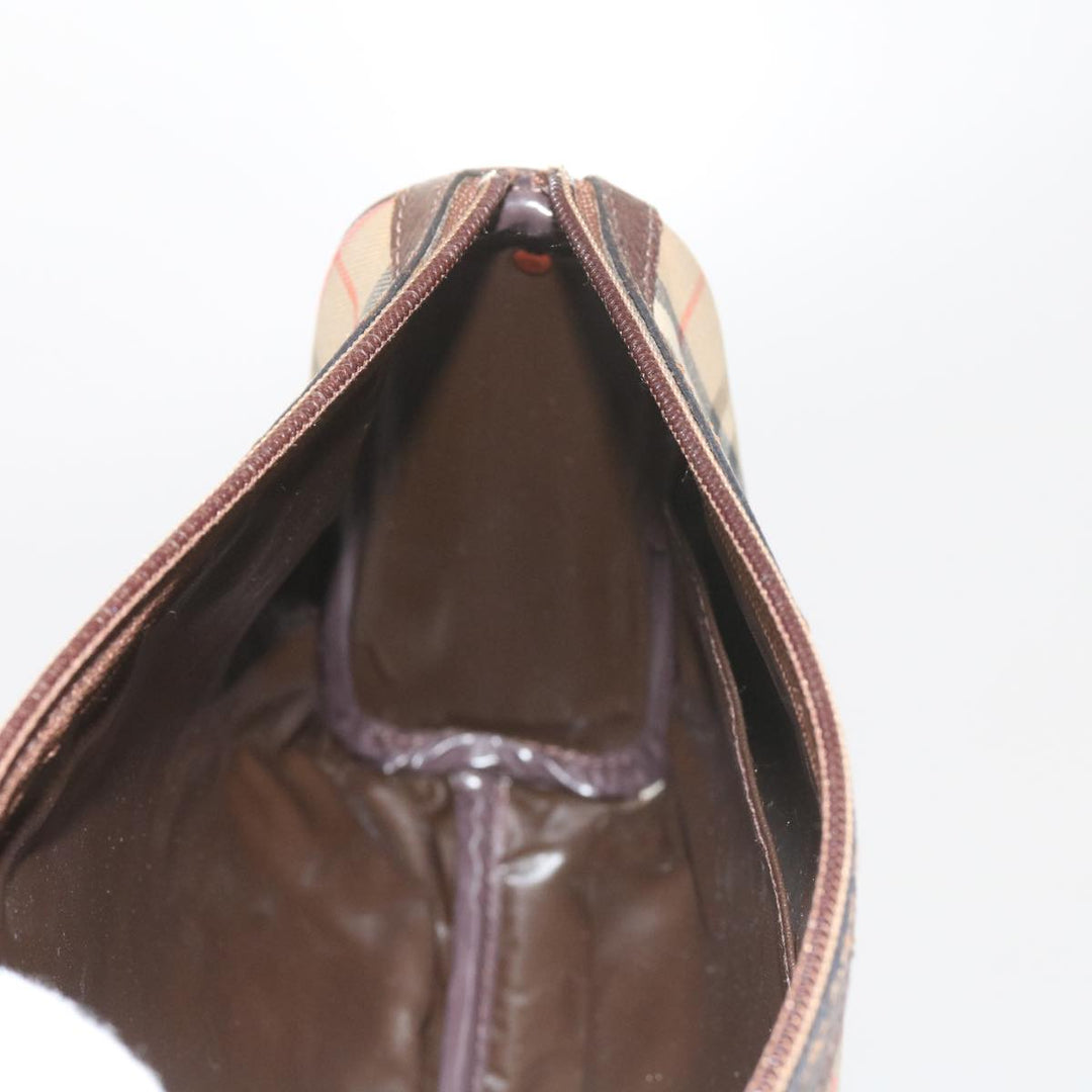 BURBERRYSs Nova Check Clutch Bag Nylon Canvas Beige Auth 60353