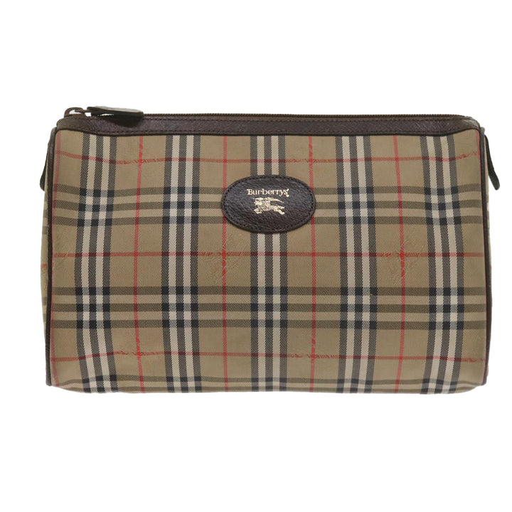 BURBERRYSs Nova Check Clutch Bag Nylon Canvas Beige Auth 60353
