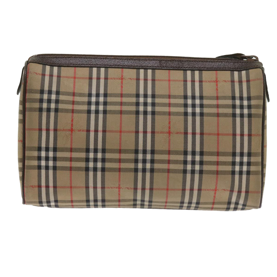 BURBERRYSs Nova Check Clutch Bag Nylon Canvas Beige Auth 60353