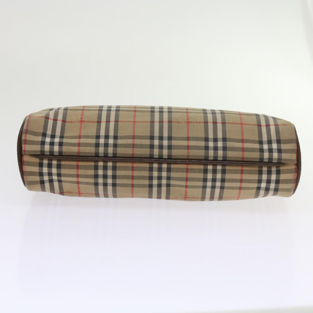 BURBERRYSs Nova Check Clutch Bag Nylon Canvas Beige Auth 60353