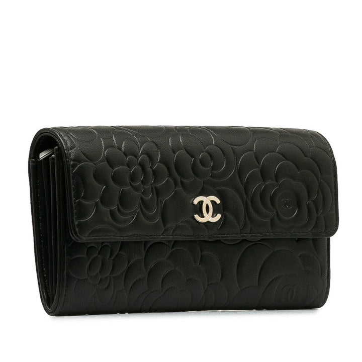 Top Quality Chanel CAMERIA COCOMARK Long Wallet Black   CHANEL