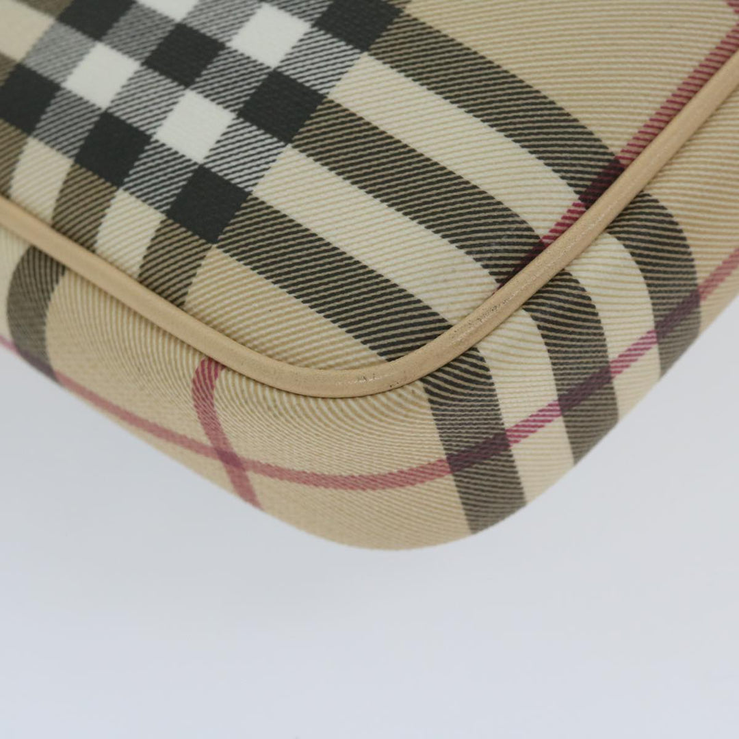 BURBERRY Nova Check Shoulder Bag PVC Leather Beige Auth 60497