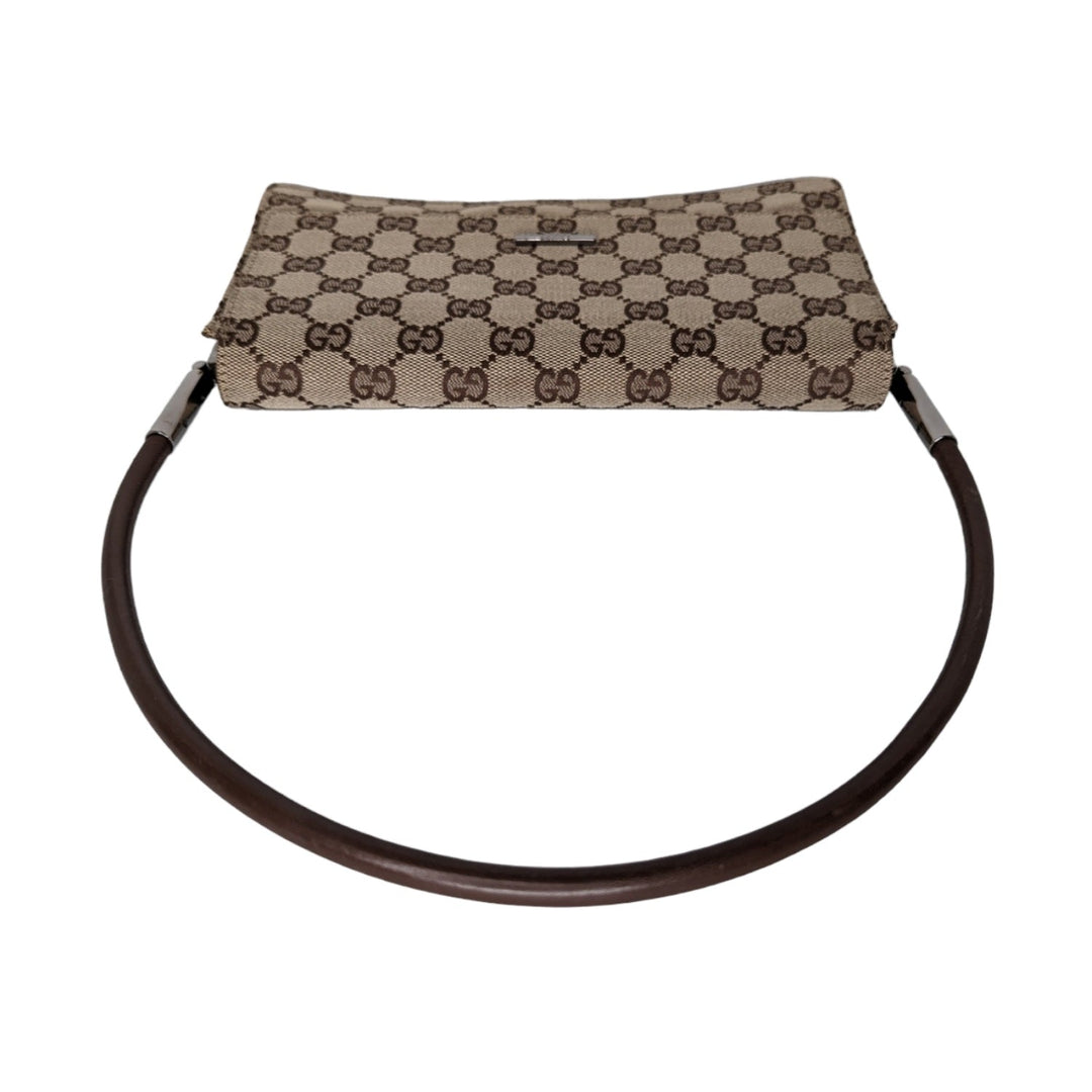 Gucci Vintage Monogram Pochette Flap Shoulder Bag Brown