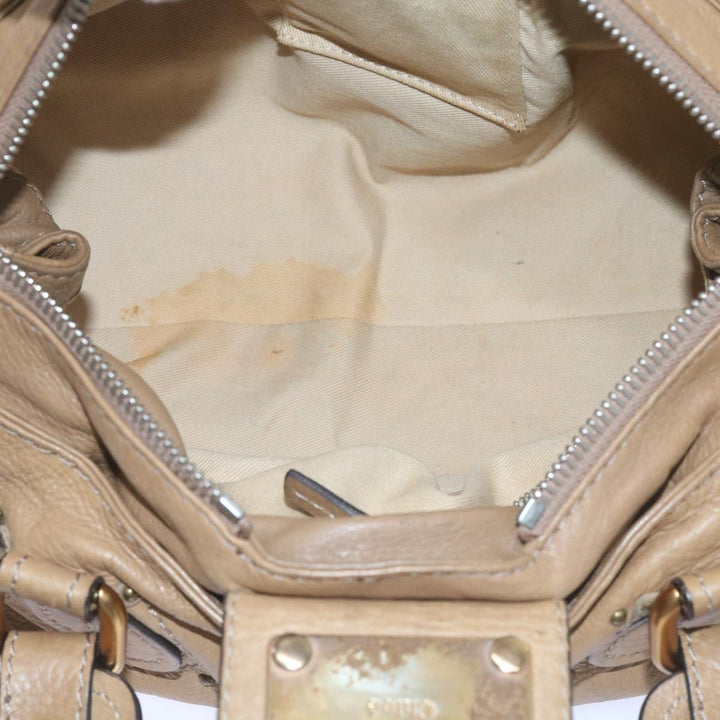 Chloe Paddington Hand Bag Leather Beige 60548