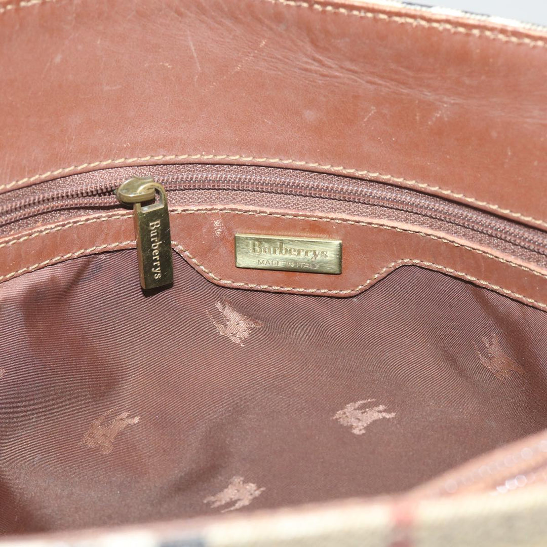 BURBERRYSs Nova Check Tote Bag PVC Leather Beige Auth 60590