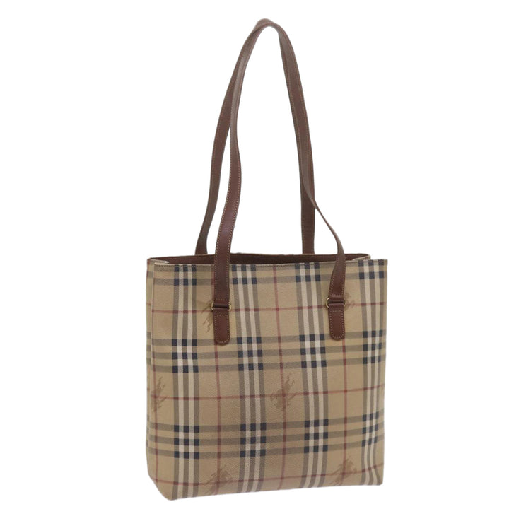 BURBERRYSs Nova Check Tote Bag PVC Leather Beige Auth 60590