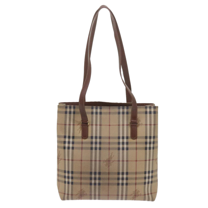 BURBERRYSs Nova Check Tote Bag PVC Leather Beige Auth 60590