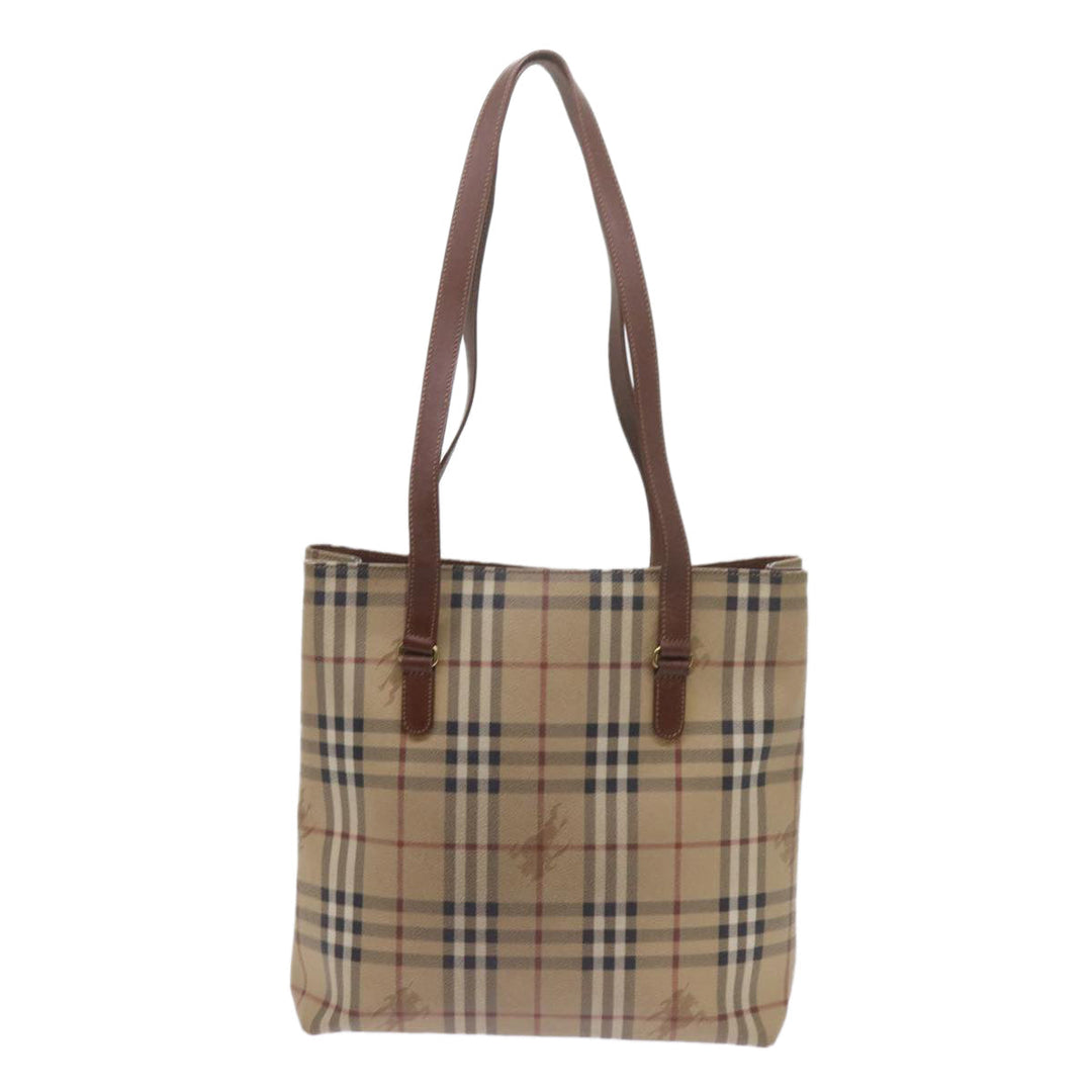 BURBERRYSs Nova Check Tote Bag PVC Leather Beige Auth 60590
