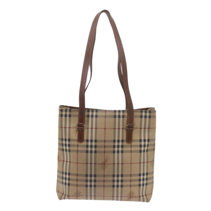 BURBERRYSs Nova Check Tote Bag PVC Leather Beige Auth 60590