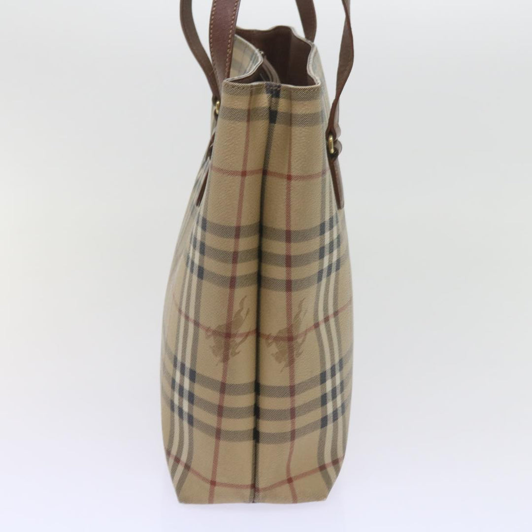 BURBERRYSs Nova Check Tote Bag PVC Leather Beige Auth 60590