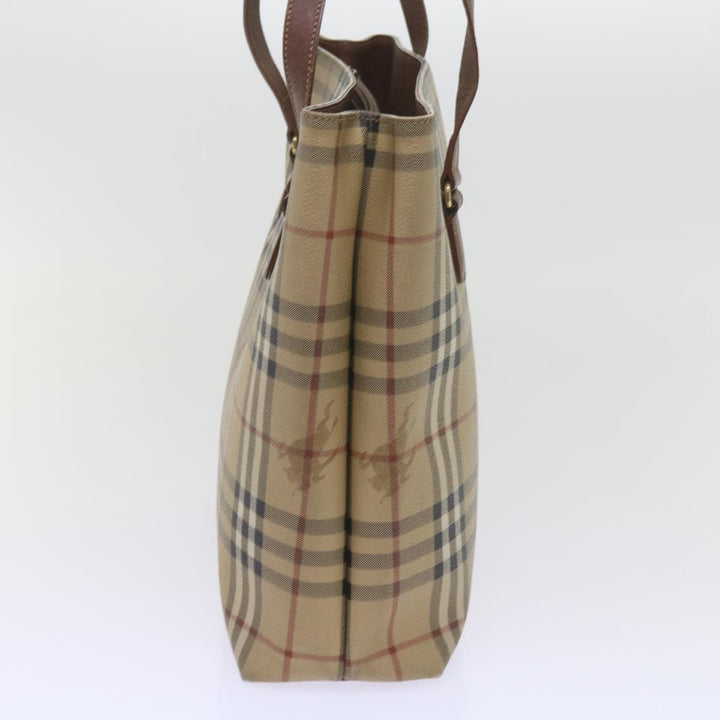BURBERRYSs Nova Check Tote Bag PVC Leather Beige Auth 60590