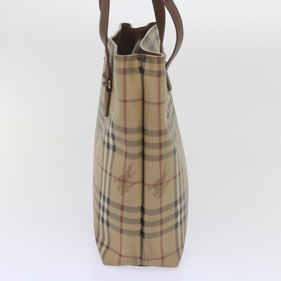 BURBERRYSs Nova Check Tote Bag PVC Leather Beige Auth 60590