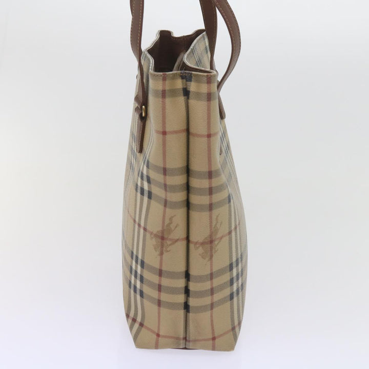 BURBERRYSs Nova Check Tote Bag PVC Leather Beige Auth 60590