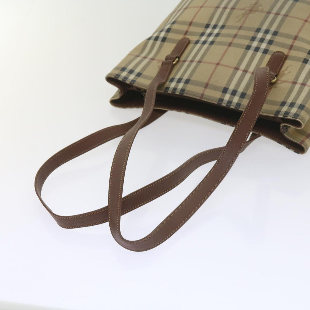 BURBERRYSs Nova Check Tote Bag PVC Leather Beige Auth 60590