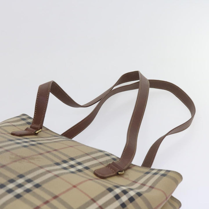 BURBERRYSs Nova Check Tote Bag PVC Leather Beige Auth 60590