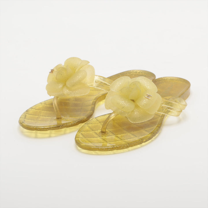 Top Quality Chanel Coco Camellia Laver Beach Sandal 36  Yellow Earl